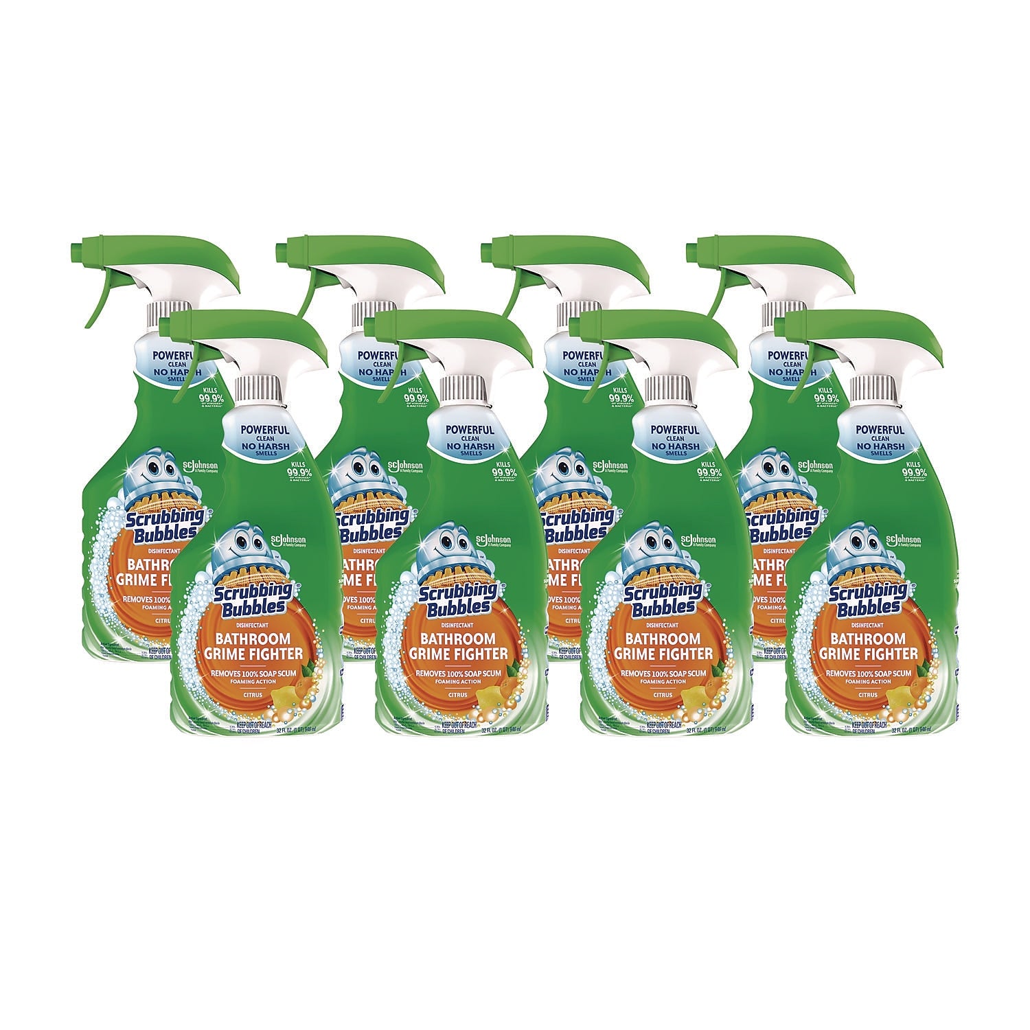 Scrubbing Bubbles Disinfecting Multi Surface Bathroom Cleaner, Fresh Citrus Scent, 32 oz., 8/Carton (366078)