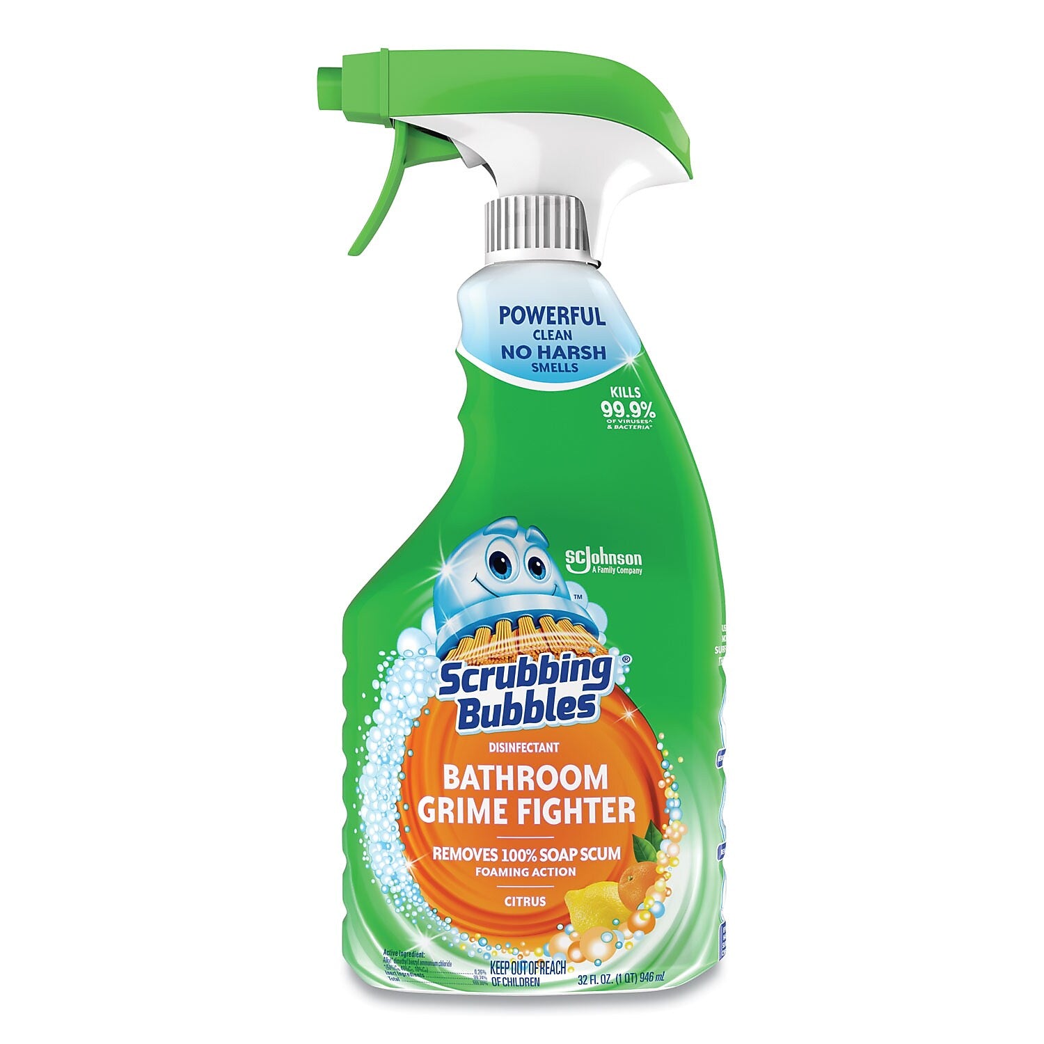 Scrubbing Bubbles Disinfecting Multi Surface Bathroom Cleaner, Fresh Citrus Scent, 32 oz., 8/Carton (366078)