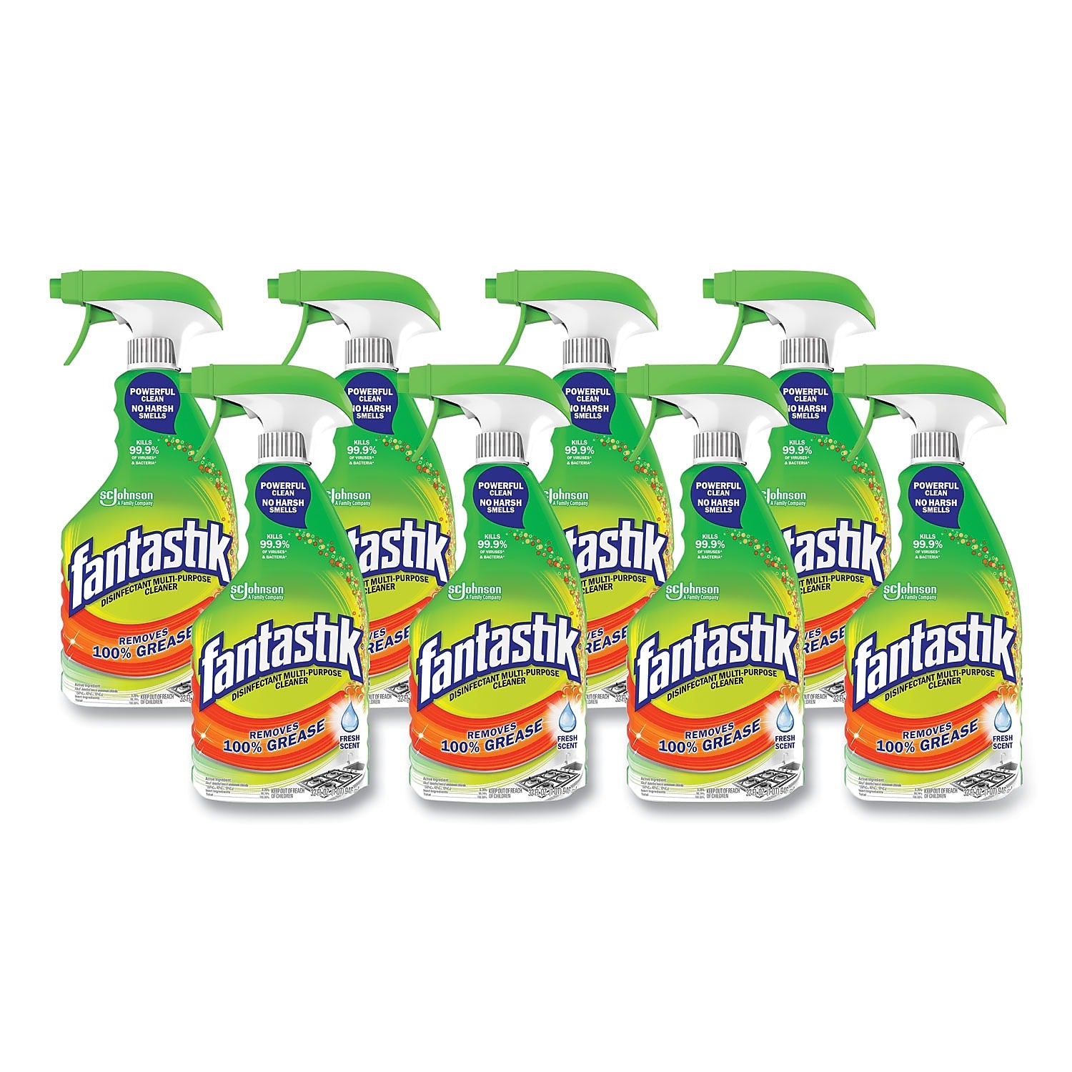 Fantastik Disinfecting Multi-Purpose Cleaner Degreaser, Fresh Scent, 32 oz., 8/Carton (306387)