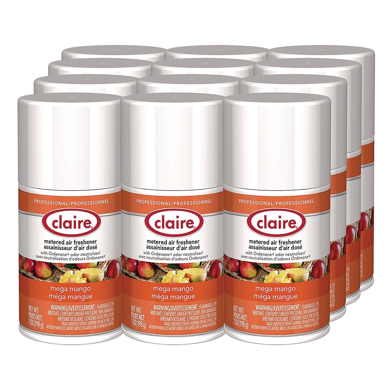 Claire Metered Air Freshener Aerosol Refill, Mango Scent, 11 oz., 12/Carton (1000004796)