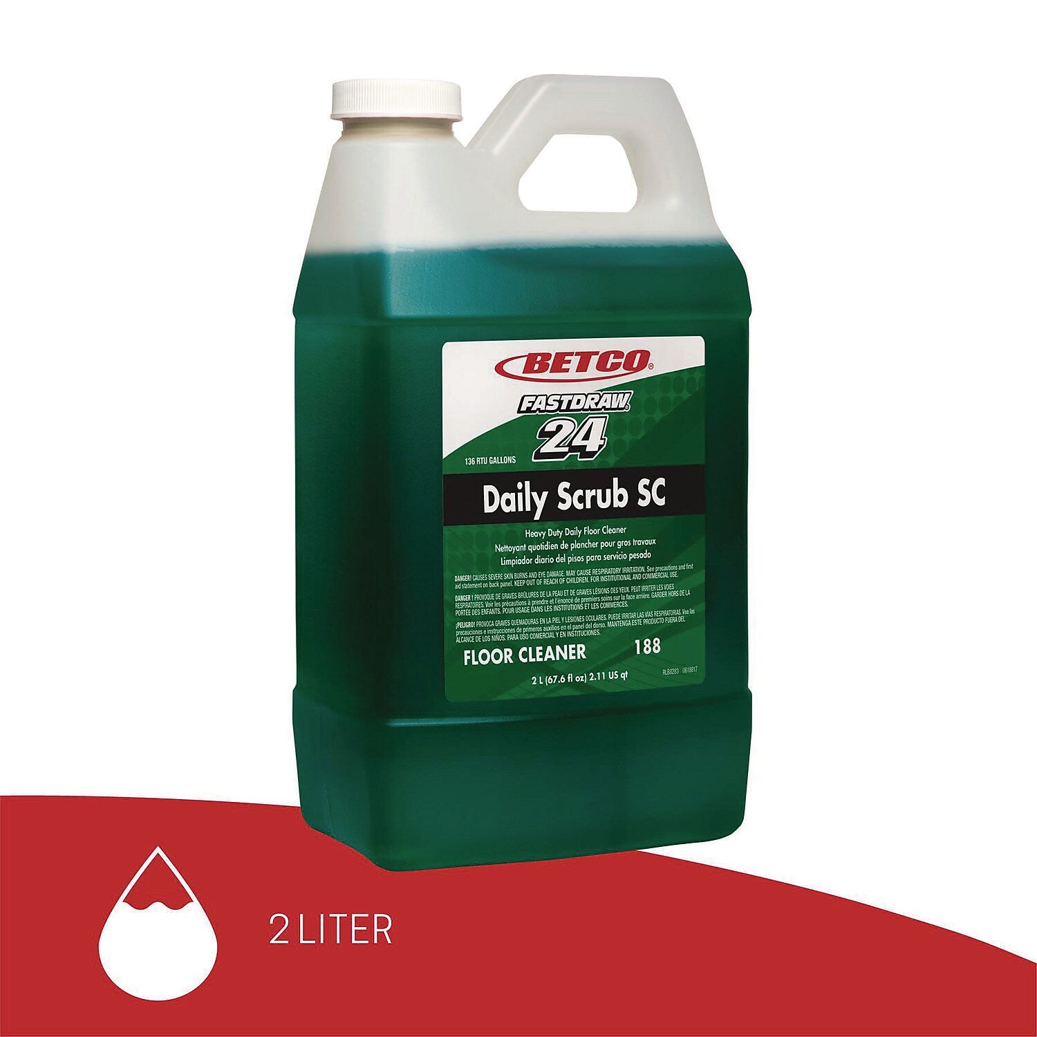 Betco Daily Scrub SC Floor Cleaner, Characteristic Scent, 2 L, 4/Carton (1884700)