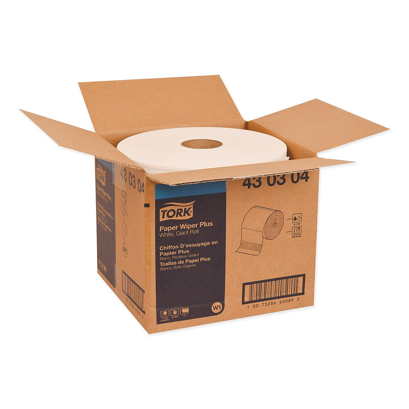 Tork Paper Wiper Plus Paper Cleaning Wipers, 12" x 11.1", White, 800-Ft. Roll, 800 Sheets/Roll (430304)
