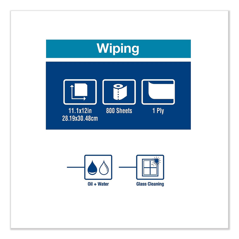 Tork Paper Wiper Plus Paper Cleaning Wipers, 12" x 11.1", White, 800-Ft. Roll, 800 Sheets/Roll (430304)