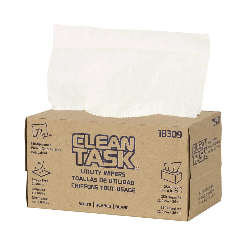 Sellars Paper Cleaning Wipers, 10.25" x 9", White, 250 Wipers/Box, 24 Boxes/Carton (18309)