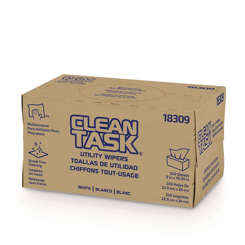 Sellars Paper Cleaning Wipers, 10.25" x 9", White, 250 Wipers/Box, 24 Boxes/Carton (18309)
