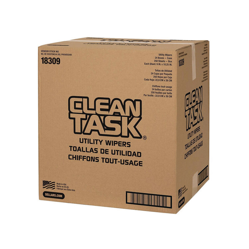 Sellars Paper Cleaning Wipers, 10.25" x 9", White, 250 Wipers/Box, 24 Boxes/Carton (18309)