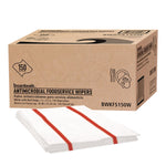 Boardwalk Polyester Food Service Wipers, 21" x 12", Red/White, 150 Wipers/Carton (BWKFS150W)
