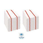 Boardwalk Polyester Food Service Wipers, 21" x 12", Red/White, 150 Wipers/Carton (BWKFS150W)