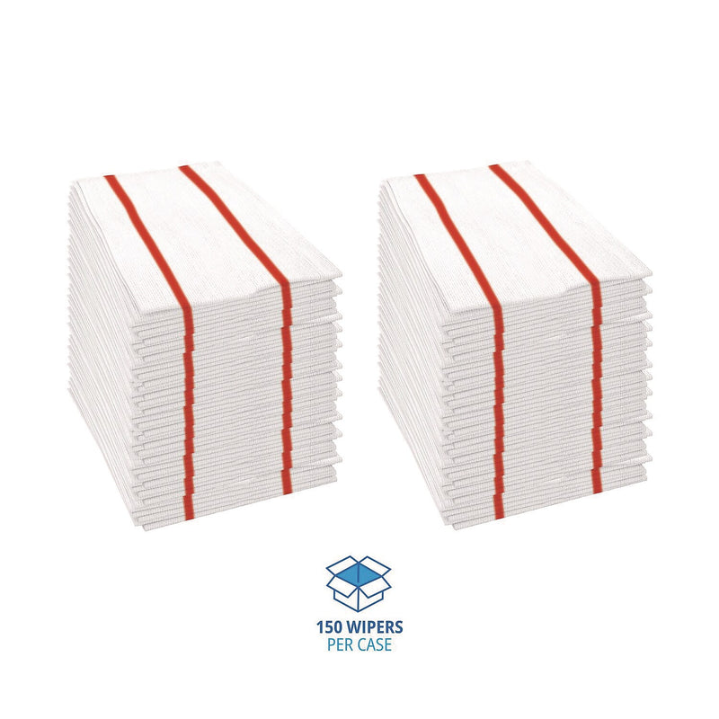 Boardwalk Polyester Food Service Wipers, 21" x 12", Red/White, 150 Wipers/Carton (BWKFS150W)