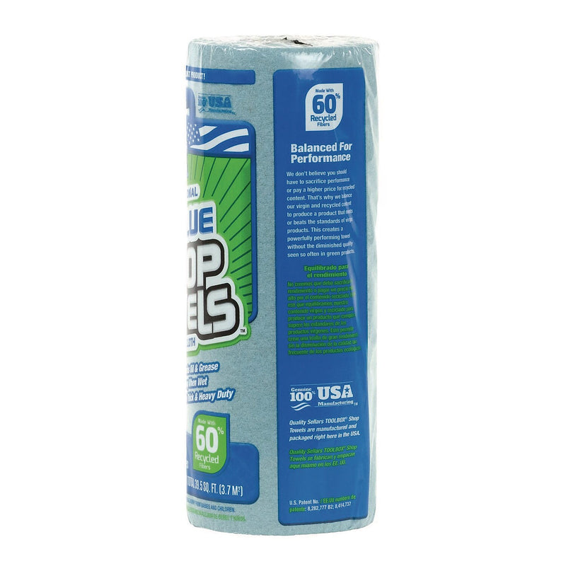 Sellars TOOLBOX Paper Cleaning Towels, 9.4" x 11", Blue, 43-Ft. Roll, 21.9 lbs., 55 Sheets/Roll, 30 Rolls/Carton (54400)