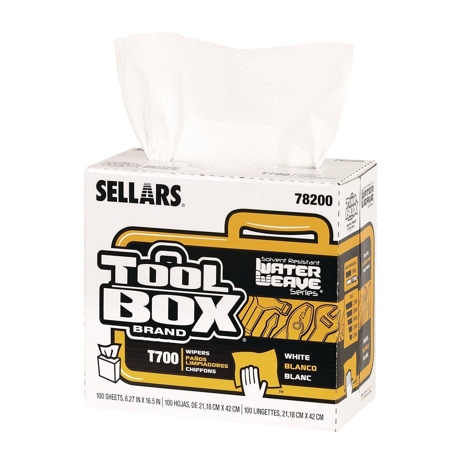 Sellars TOOLBOX WaterWeave T700 Paper Cleaning Wipers, 16.5" x 8.27", White, 100 Wipers/Box, 8 Boxes/Carton (78200)