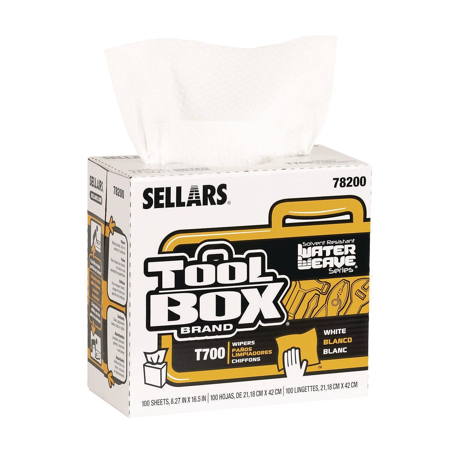 Sellars TOOLBOX WaterWeave T700 Paper Cleaning Wipers, 16.5" x 8.27", White, 100 Wipers/Box, 8 Boxes/Carton (78200)