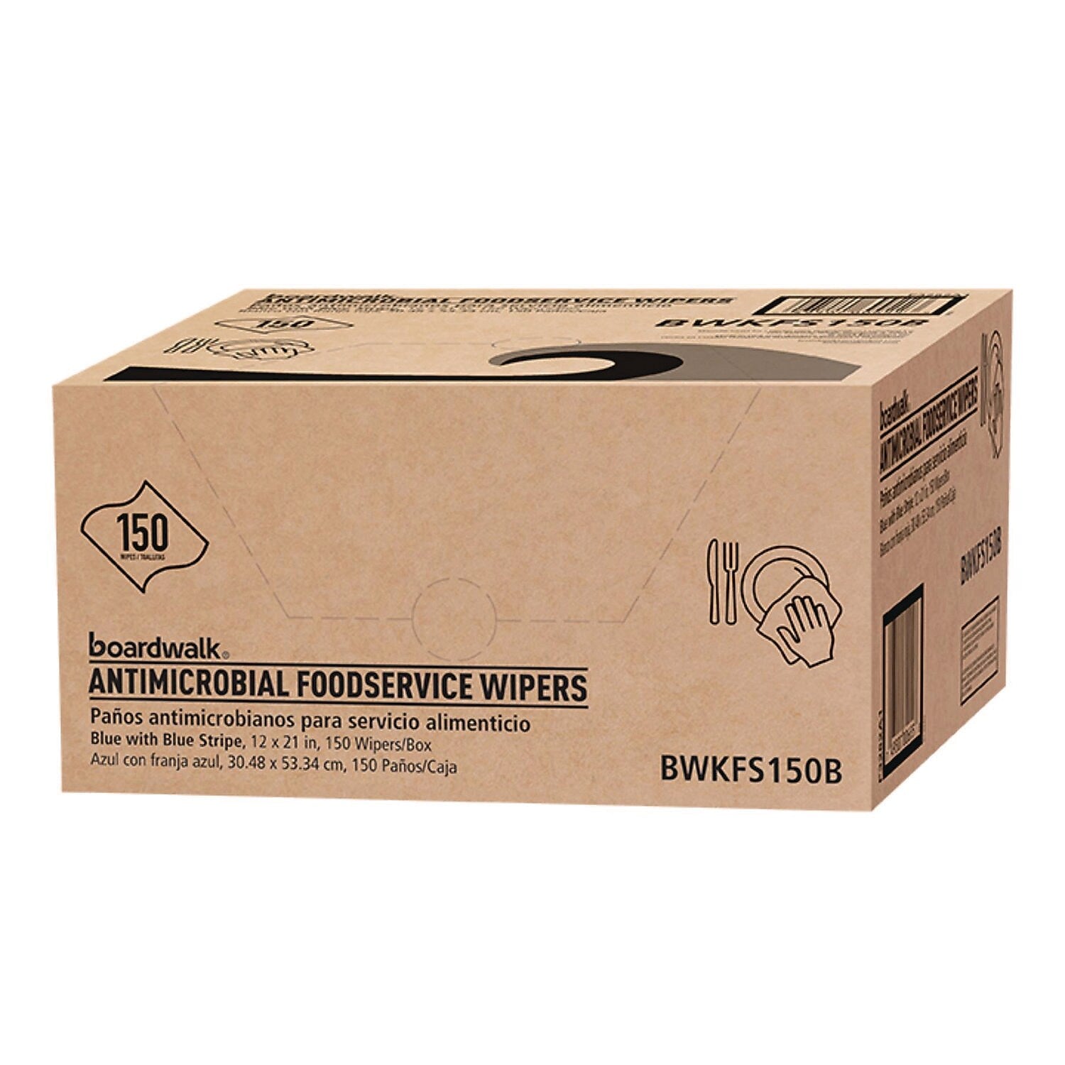 Boardwalk Polyester Food Service Wipers, 21" x 12", Blue, 150 Wipers/Carton (BWKFS150B)