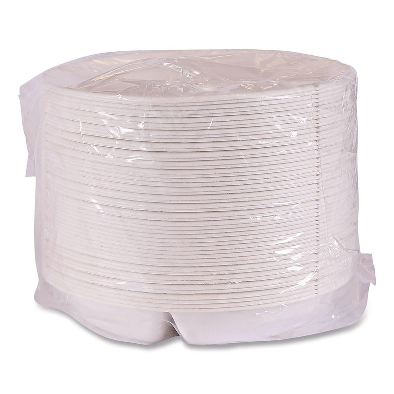 Eco-Products Vanguard Compostable 9" 3-Compartment Sugarcane Plates, White, 400/Carton (EP-SCR93NFA)
