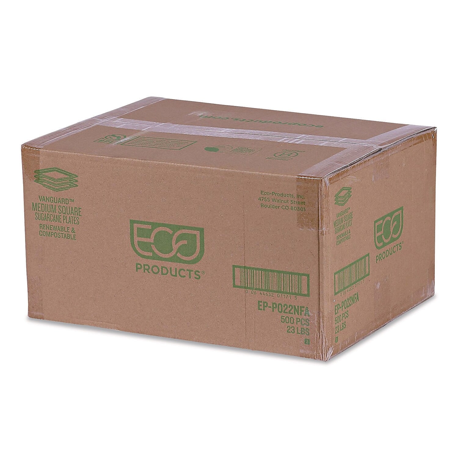 Eco-Products Vanguard Compostable 7.87" Sugarcane Plates, White, 500/Carton (EP-P022NFA)