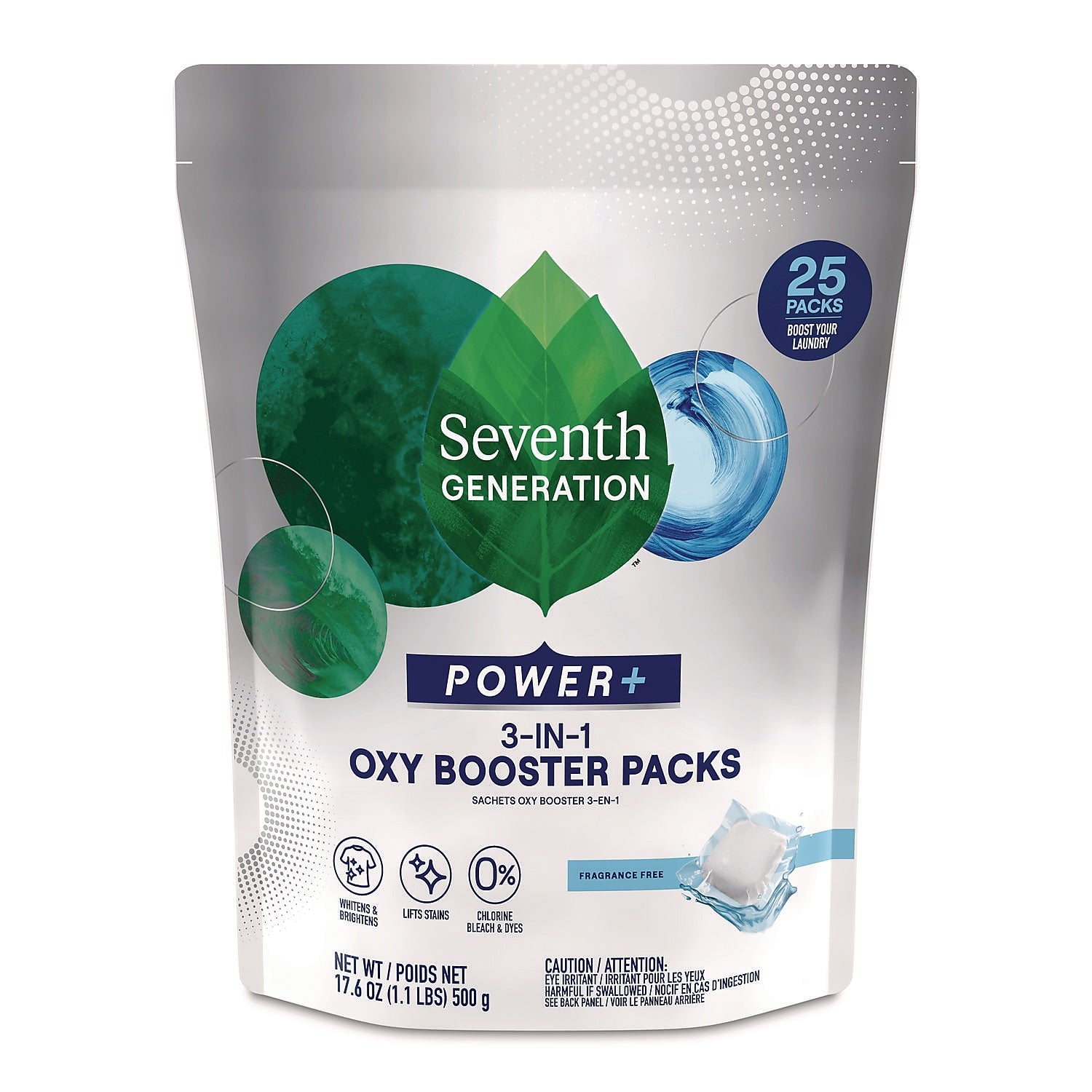 Seventh Generation Power+ 3-in-1 Oxy Laundry Booster Capsules, 17.6 oz., 25 Capsules/Pack, 6/Carton (68927608)