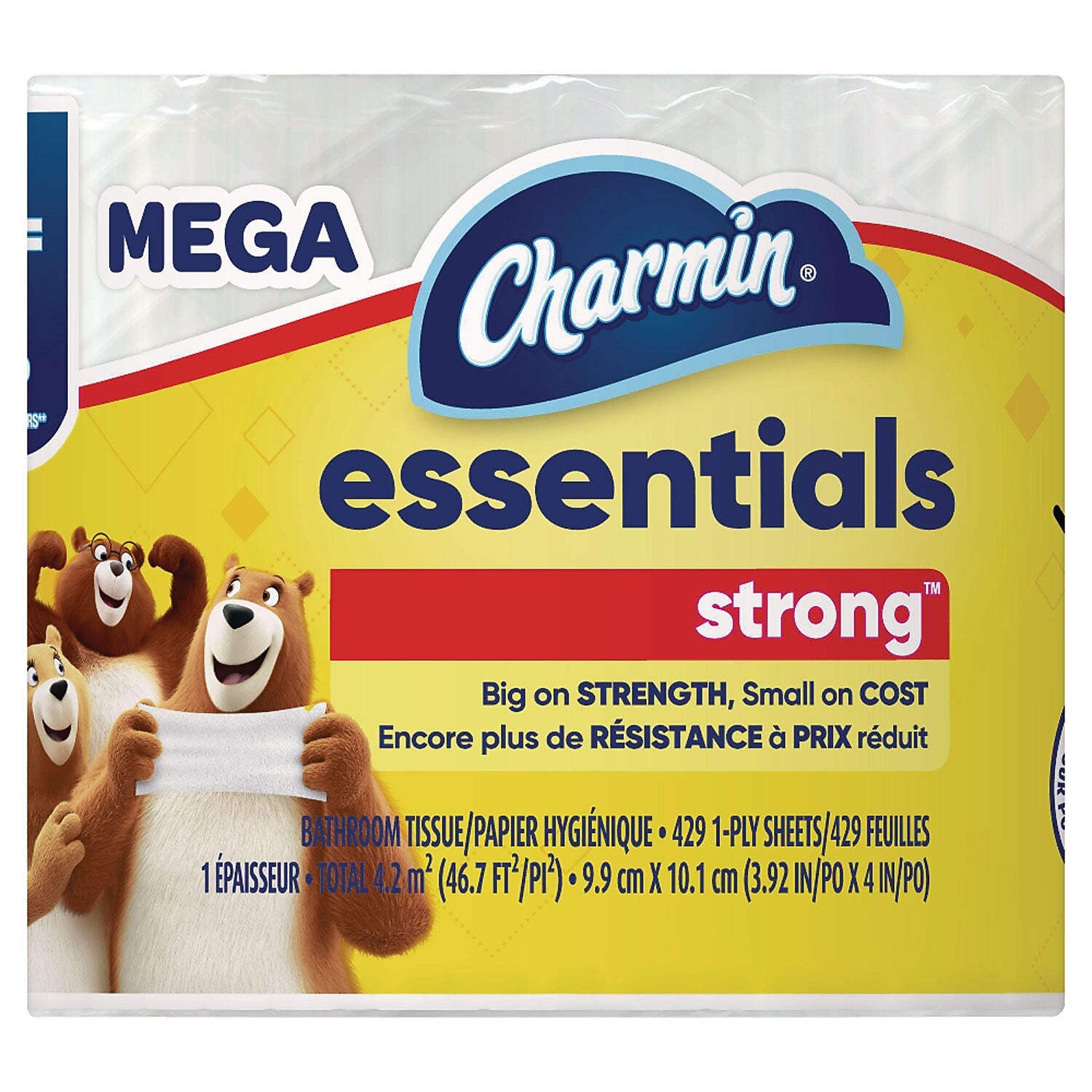 Charmin Essentials Toilet Paper, 1-Ply, White, 429 Sheets/Roll, 36 Rolls/Case (80372099)