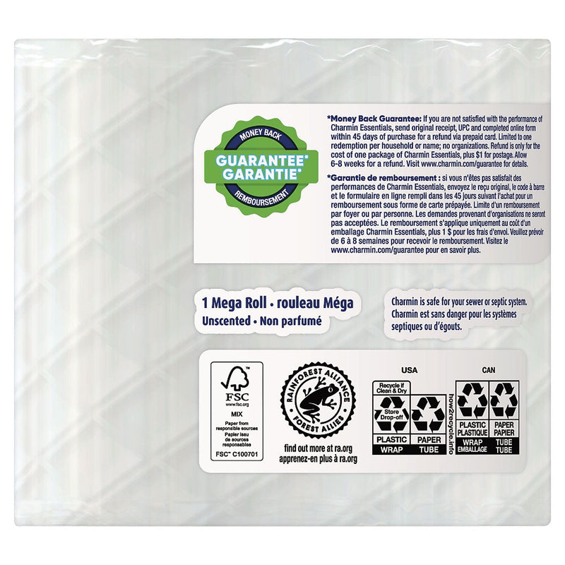 Charmin Essentials Toilet Paper, 1-Ply, White, 429 Sheets/Roll, 36 Rolls/Case (80372099)