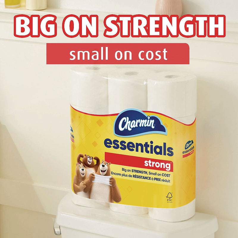 Charmin Essentials Toilet Paper, 1-Ply, White, 429 Sheets/Roll, 36 Rolls/Case (80372099)