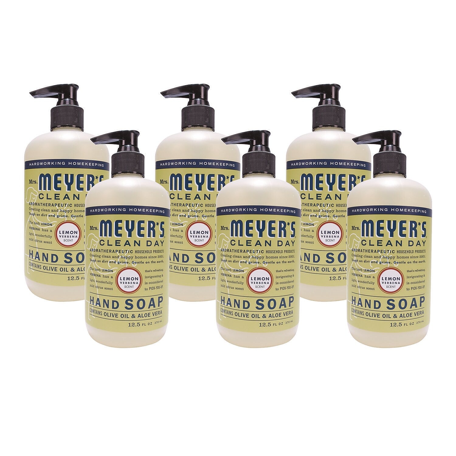 Mrs. Meyer's Clean Day Liquid Hand Soap, Lemon Scent, 12.5 oz., 6/Carton (373205)