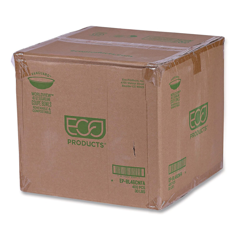 Eco-Products Vanguard Compostable Sugarcane Bowl, 46 oz., White, 400/Carton (EP-BL46CNFA)