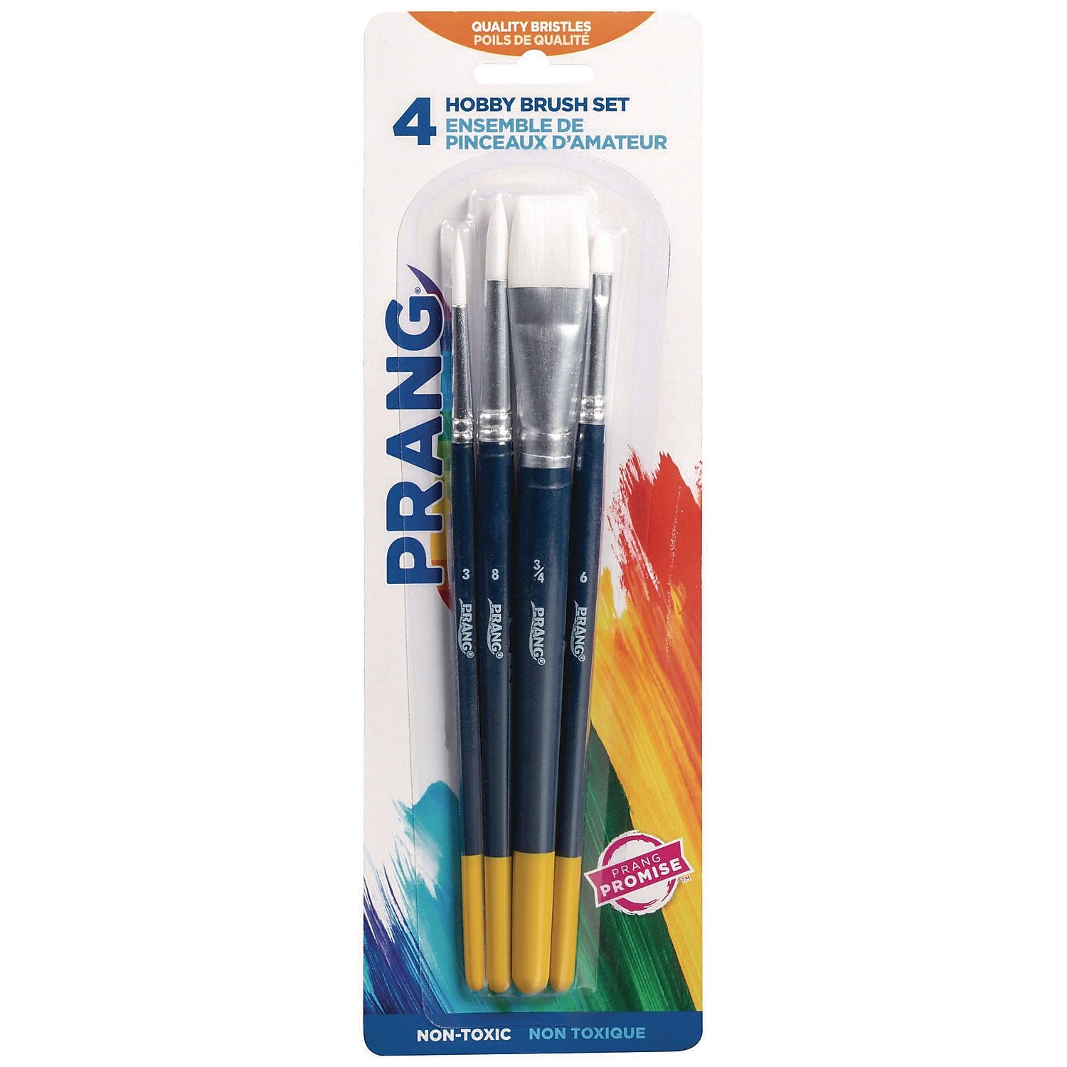Prang Hobby Four-Brush Set, Blue/Yellow, 4/Pack (X94006)