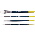 Prang Hobby Four-Brush Set, Blue/Yellow, 4/Pack (X94006)
