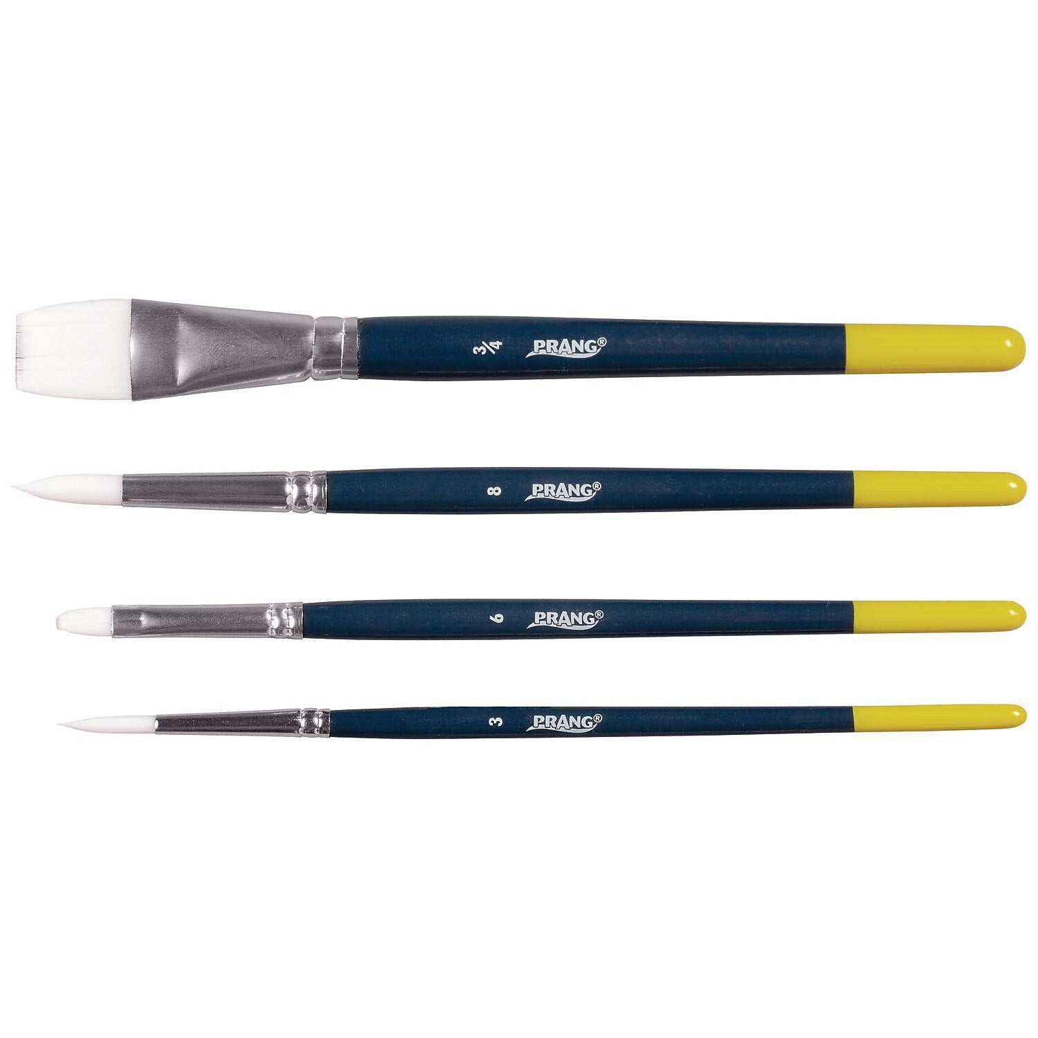 Prang Hobby Four-Brush Set, Blue/Yellow, 4/Pack (X94006)
