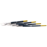 Prang Hobby Four-Brush Set, Blue/Yellow, 4/Pack (X94006)