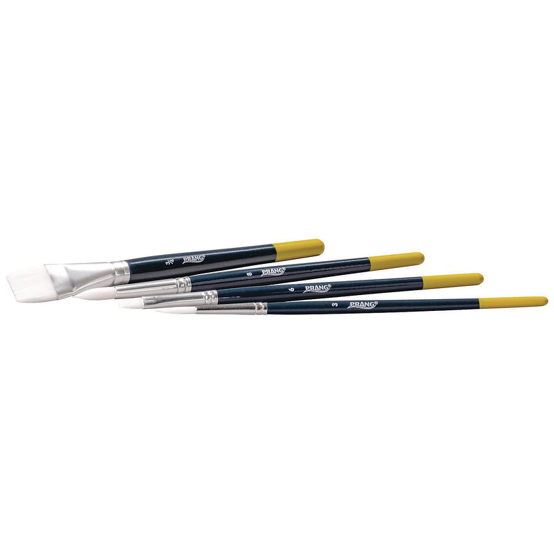 Prang Hobby Four-Brush Set, Blue/Yellow, 4/Pack (X94006)