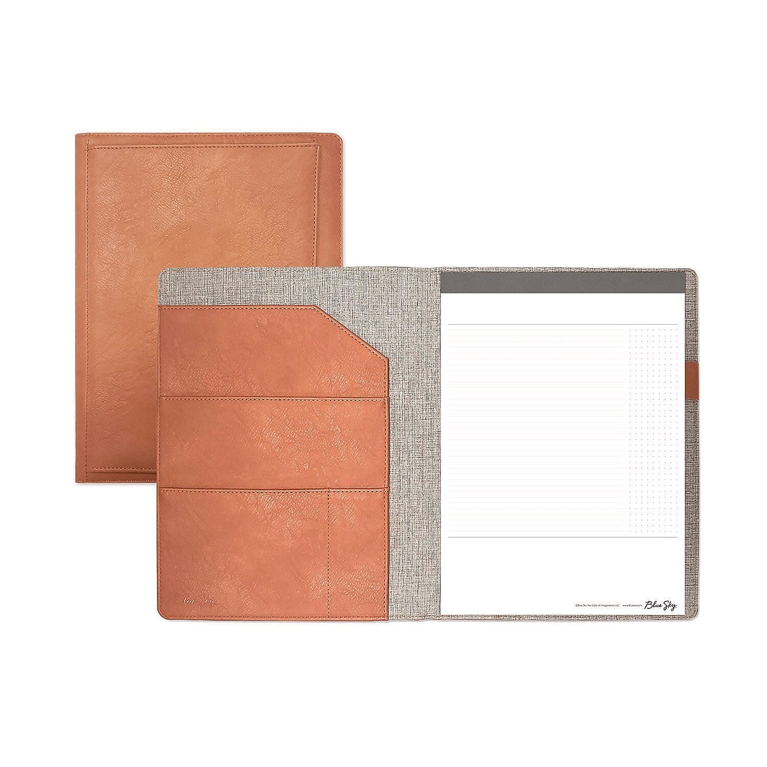 Blue Sky ASMBLD Faux Leather Padfolio with Snap Closure, Tan (BLS150537)