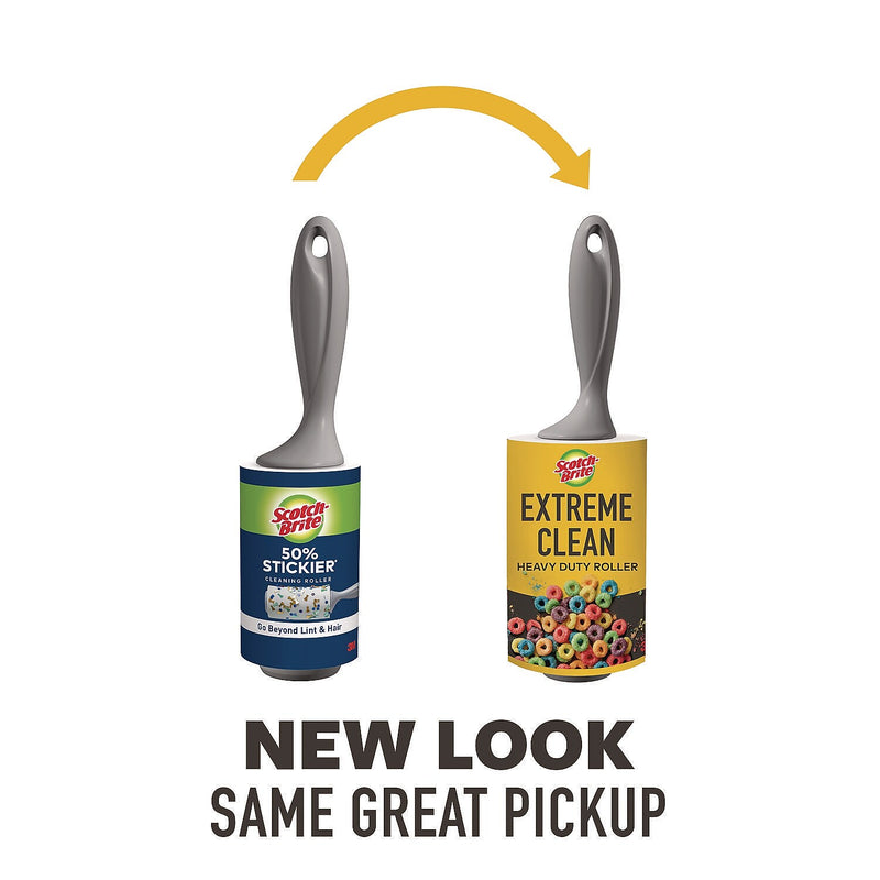 Scotch-Brite Extreme Clean Lint Roller, Gray, 100 Sheets/Roll, 2/Pack (7100291876)