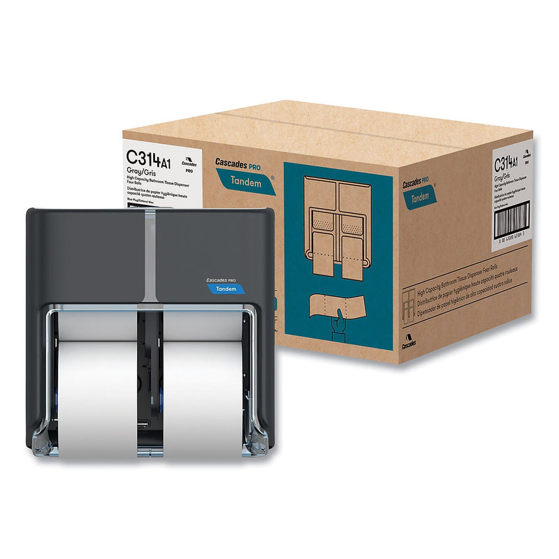 Cascades PRO Tandem Toilet Paper Dispenser, Gray (C314)