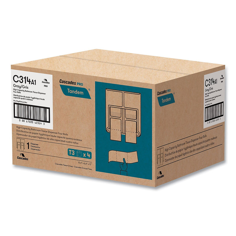 Cascades PRO Tandem Toilet Paper Dispenser, Gray (C314)