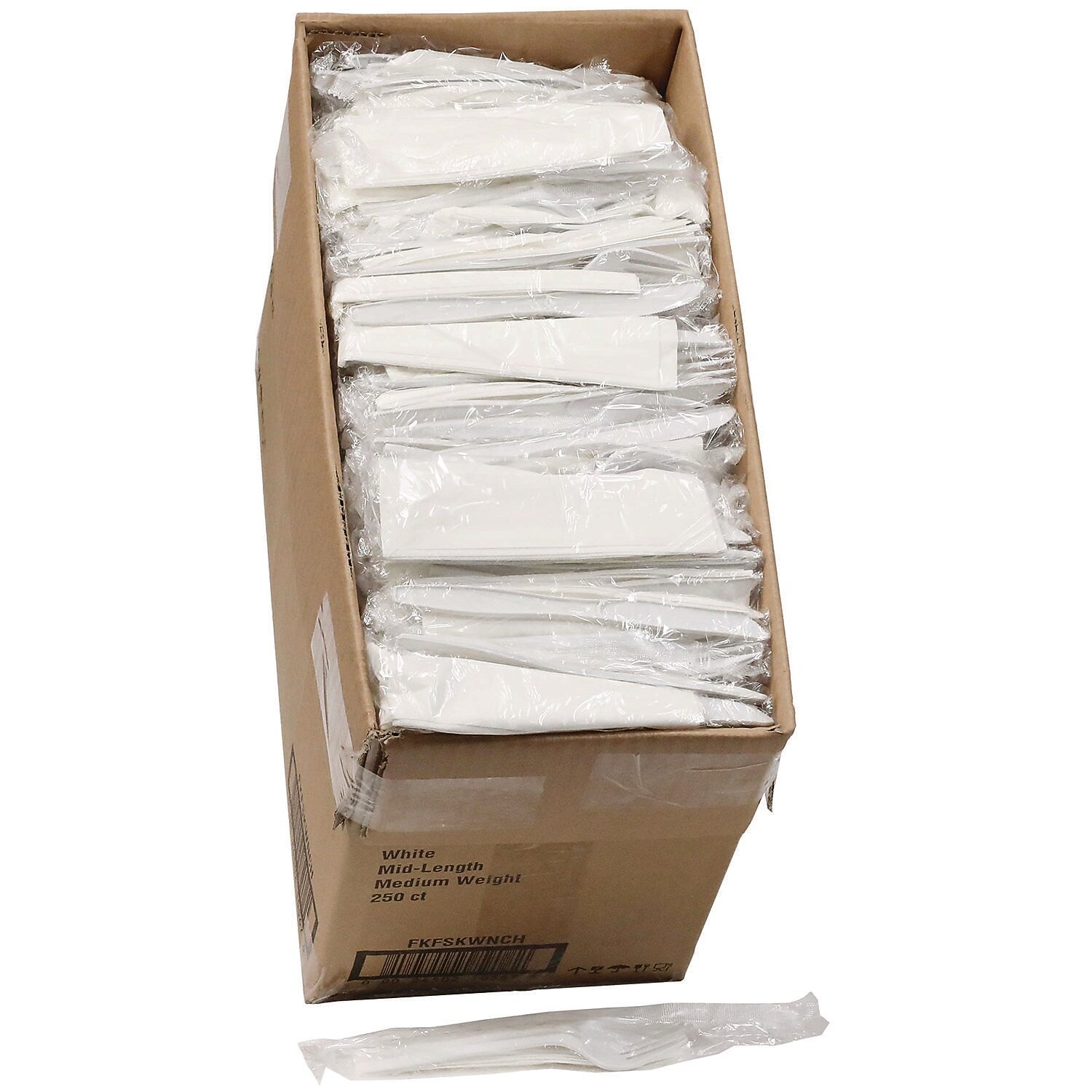 Pactiv Evergreen Fieldware Individually Wrapped Polypropylene Cutlery Set, Medium-Weight, White, 250 Pieces/Carton (FKFSKWNCH)