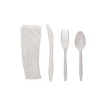 Pactiv Evergreen Fieldware Individually Wrapped Polypropylene Cutlery Set, Medium-Weight, White, 250 Pieces/Carton (FKFSKWNCH)