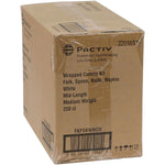 Pactiv Evergreen Fieldware Individually Wrapped Polypropylene Cutlery Set, Medium-Weight, White, 250 Pieces/Carton (FKFSKWNCH)