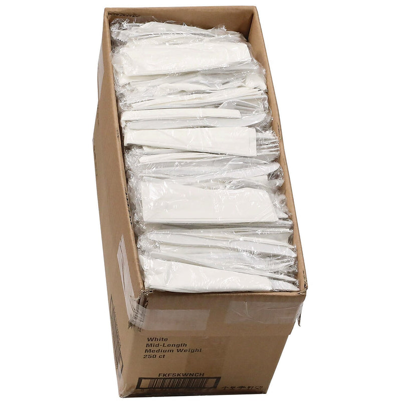 Pactiv Evergreen Fieldware Individually Wrapped Polypropylene Cutlery Set, Medium-Weight, White, 250 Pieces/Carton (FKFSKWNCH)
