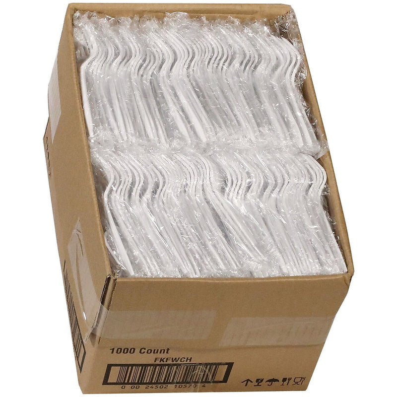 Pactiv Evergreen Fieldware Individually Wrapped Polypropylene Forks, Medium-Weight, White, 1000 Pieces/Carton (FKFWCH)