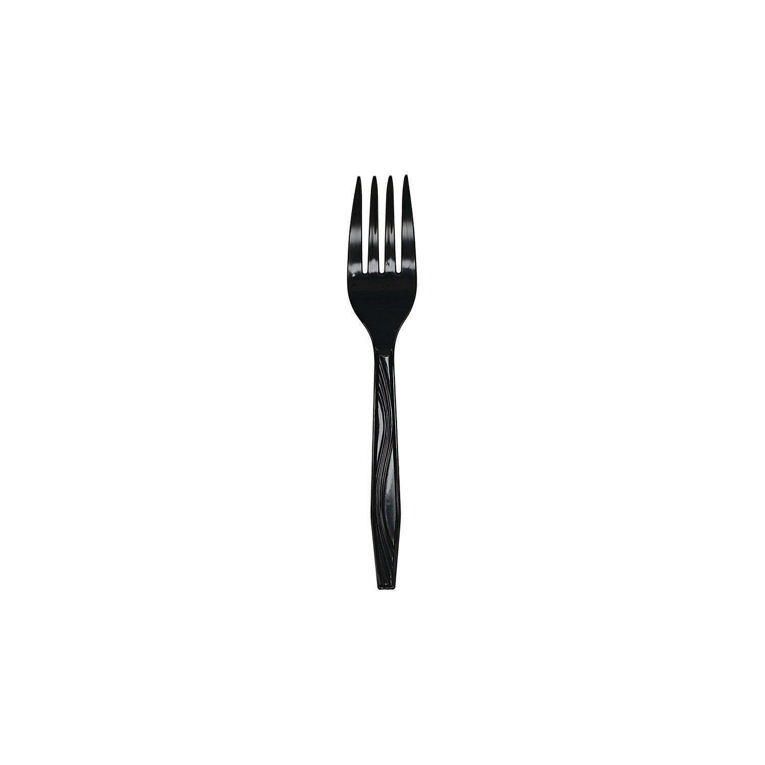 Pactiv Evergreen Meadoware Individually Wrapped High Impact Polystyrene Forks, Heavy-Weight, Black, 1000 Pieces/Carton (MKFE)