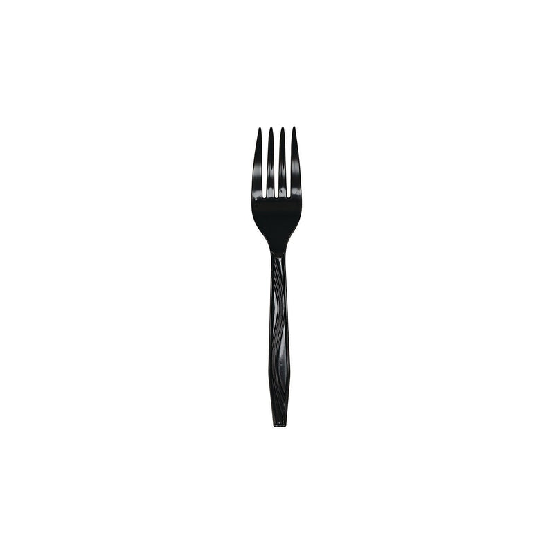 Pactiv Evergreen Meadoware Individually Wrapped High Impact Polystyrene Forks, Heavy-Weight, Black, 1000 Pieces/Carton (MKFE)