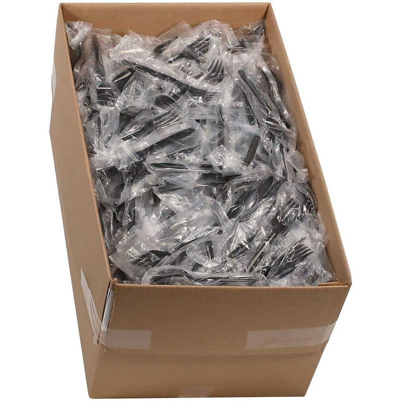 Pactiv Evergreen Meadoware Individually Wrapped High Impact Polystyrene Forks, Heavy-Weight, Black, 1000 Pieces/Carton (MKFE)