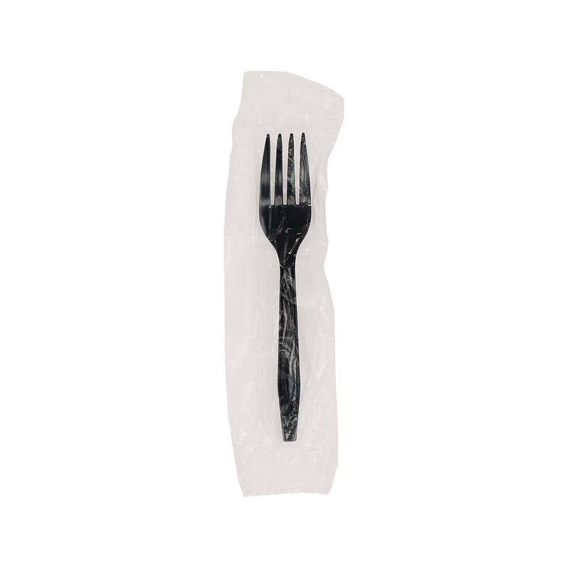 Pactiv Evergreen Meadoware Individually Wrapped High Impact Polystyrene Forks, Heavy-Weight, Black, 1000 Pieces/Carton (MKFE)