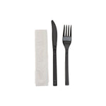 Pactiv Evergreen Gardenware Individually Wrapped Polypropylene Cutlery Set, Heavy-Weight, Black, 500 Pieces/Carton (GKFKNECH)