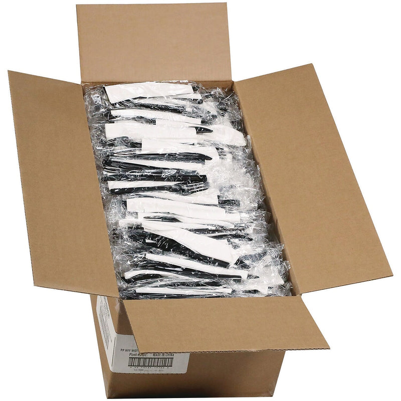 Pactiv Evergreen Gardenware Individually Wrapped Polypropylene Cutlery Set, Heavy-Weight, Black, 500 Pieces/Carton (GKFKNECH)