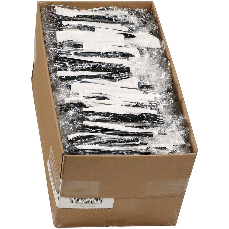 Pactiv Evergreen Gardenware Individually Wrapped Polypropylene Cutlery Set, Heavy-Weight, Black, 500 Pieces/Carton (GKFKNECH)