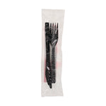 Pactiv Evergreen Gardenware Individually Wrapped Polypropylene Cutlery Set, Heavy-Weight, Black, 500 Pieces/Carton (GKFKNECH)