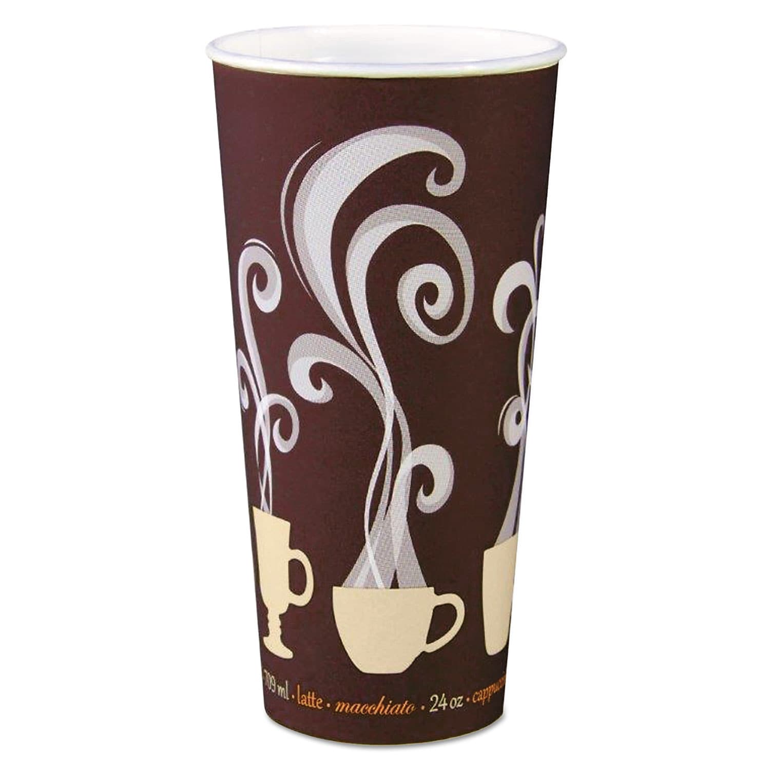 SOLO Thermoguard Paper Hot Cups, 24 oz., Brown/White, 600/Carton (DWTG24ST)