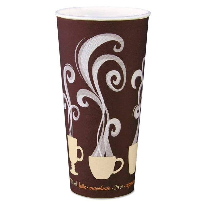 SOLO Thermoguard Paper Hot Cups, 24 oz., Brown/White, 600/Carton (DWTG24ST)