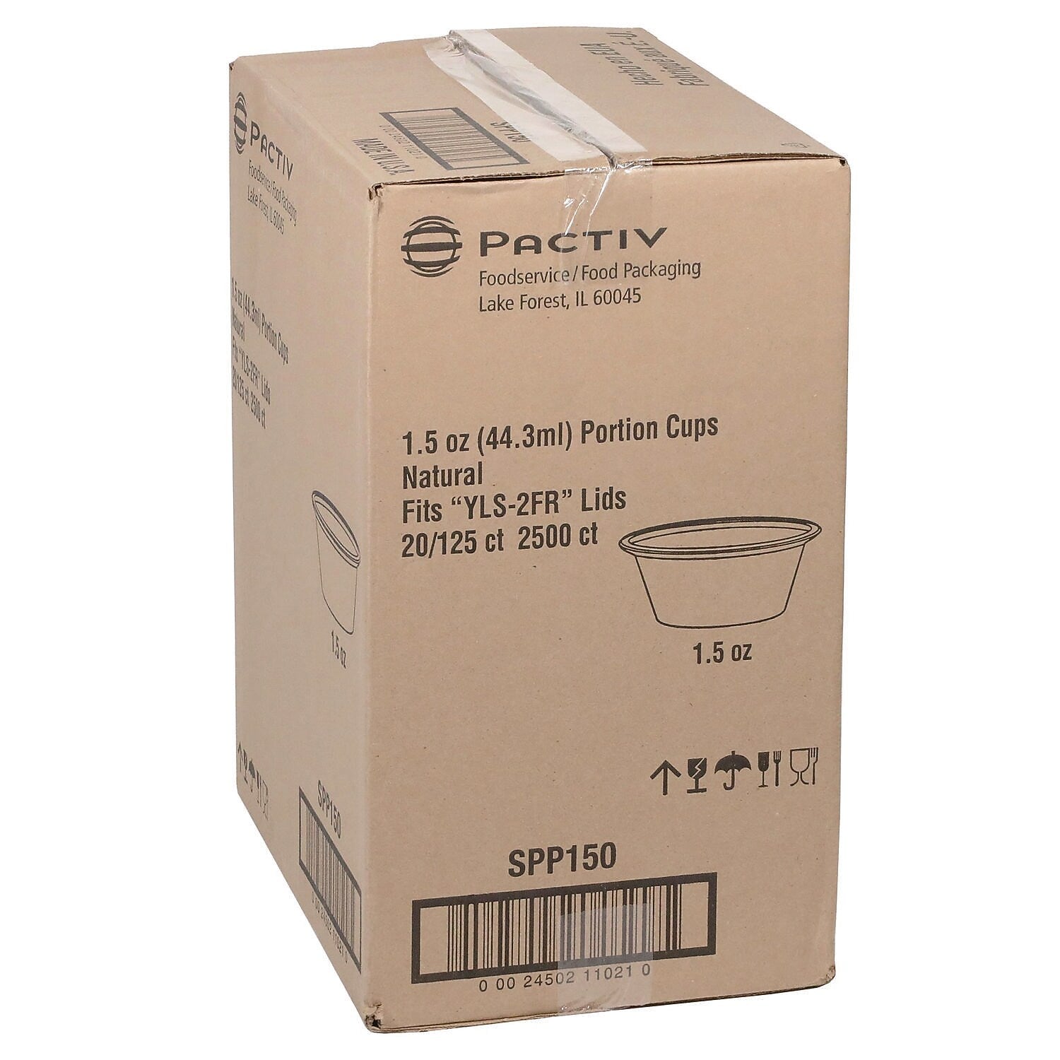 Pactiv Evergreen 1.5 oz. Portion Cups, Translucent Polypropylene, 125 Cups/Pack, 20 Packs/Carton (SPP150)